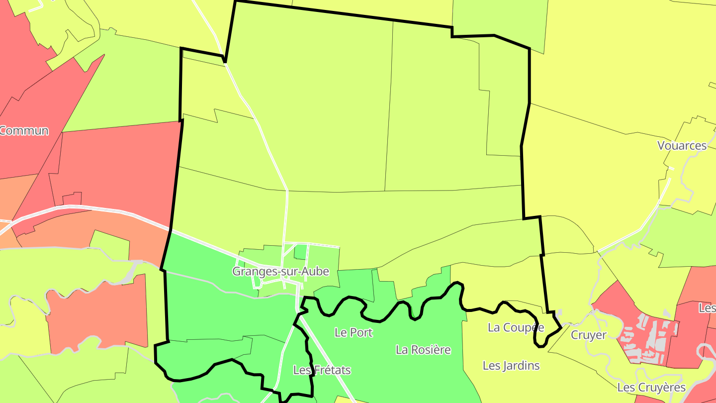 Carte des prix de l'immobilier Granges-sur-Aube