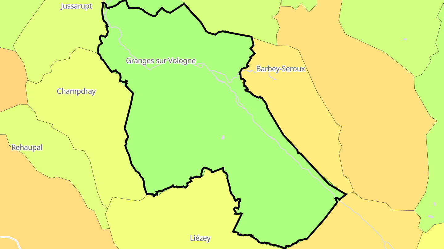 Carte des prix de l'immobilier Granges-sur-Vologne