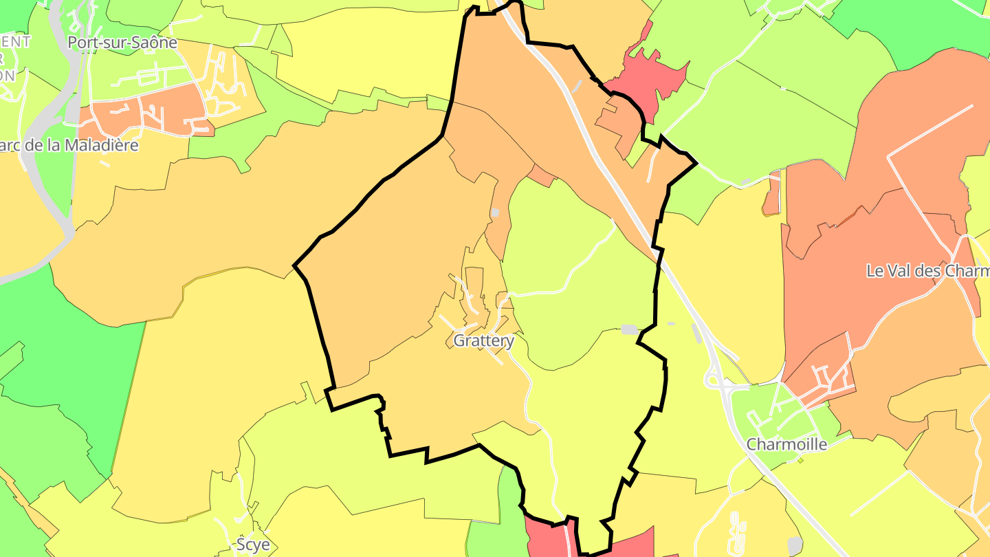 Carte des prix de l'immobilier Grattery