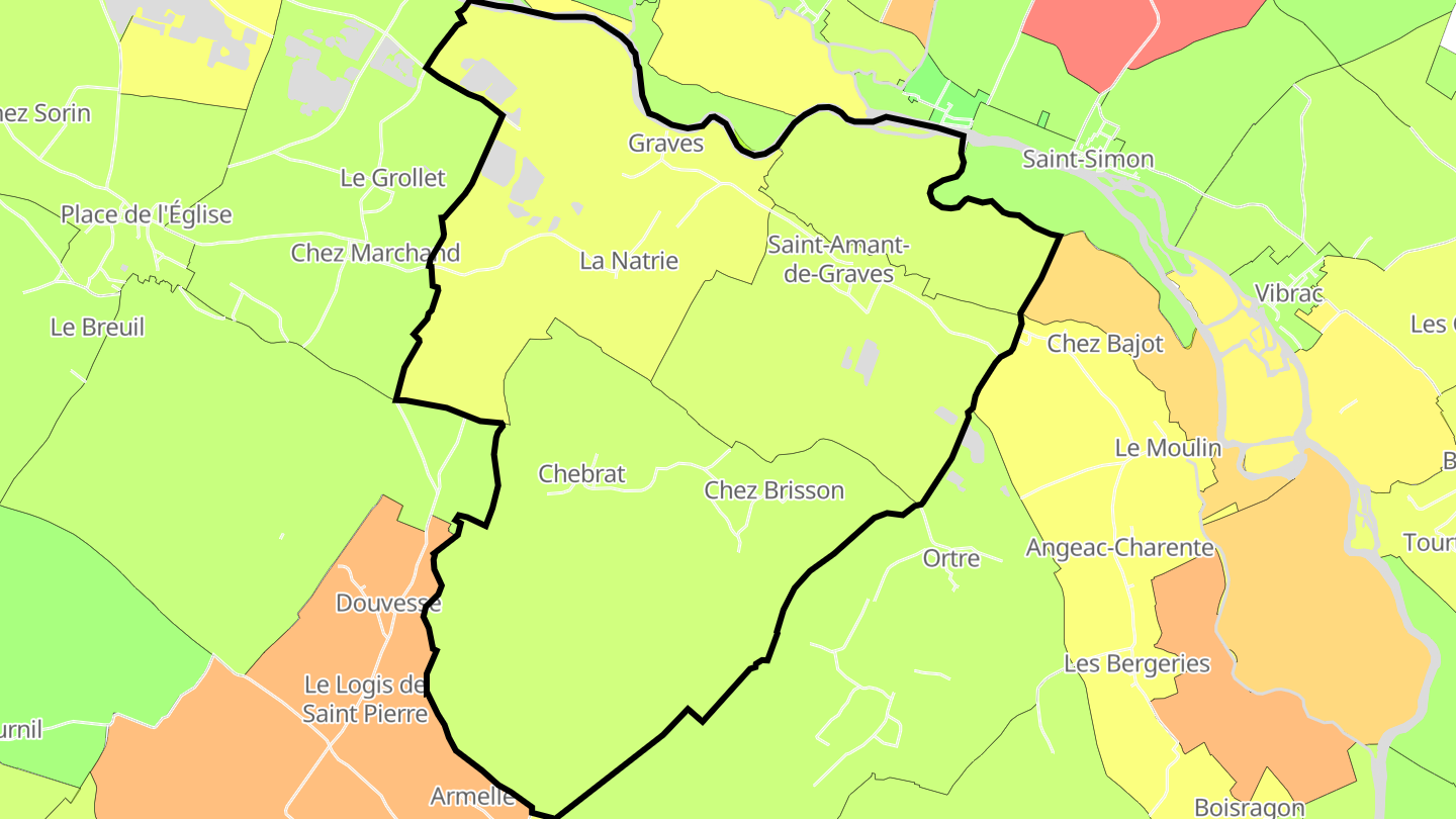 Carte des prix de l'immobilier Graves-Saint-Amant