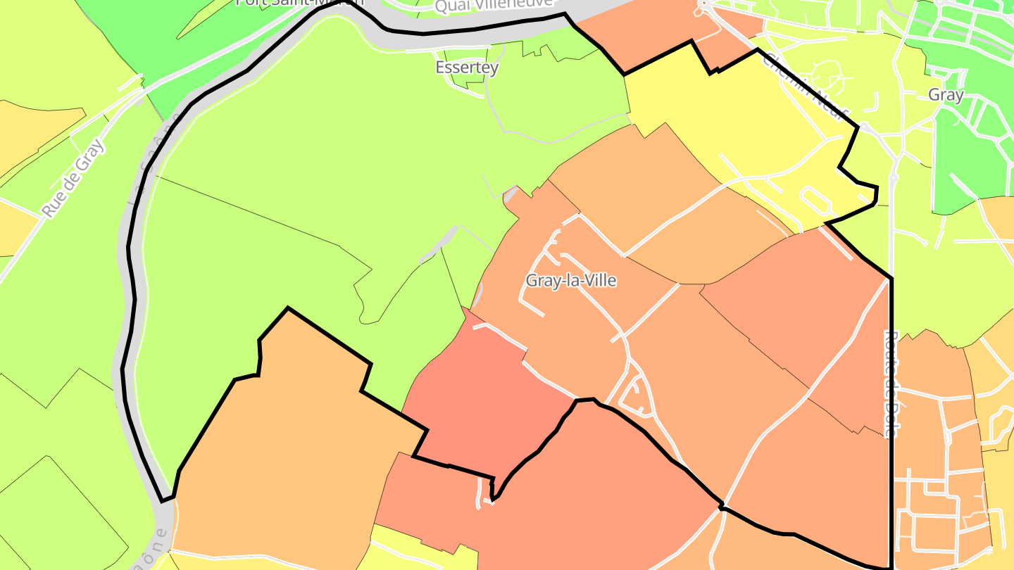 Carte des prix de l'immobilier Gray-la-Ville