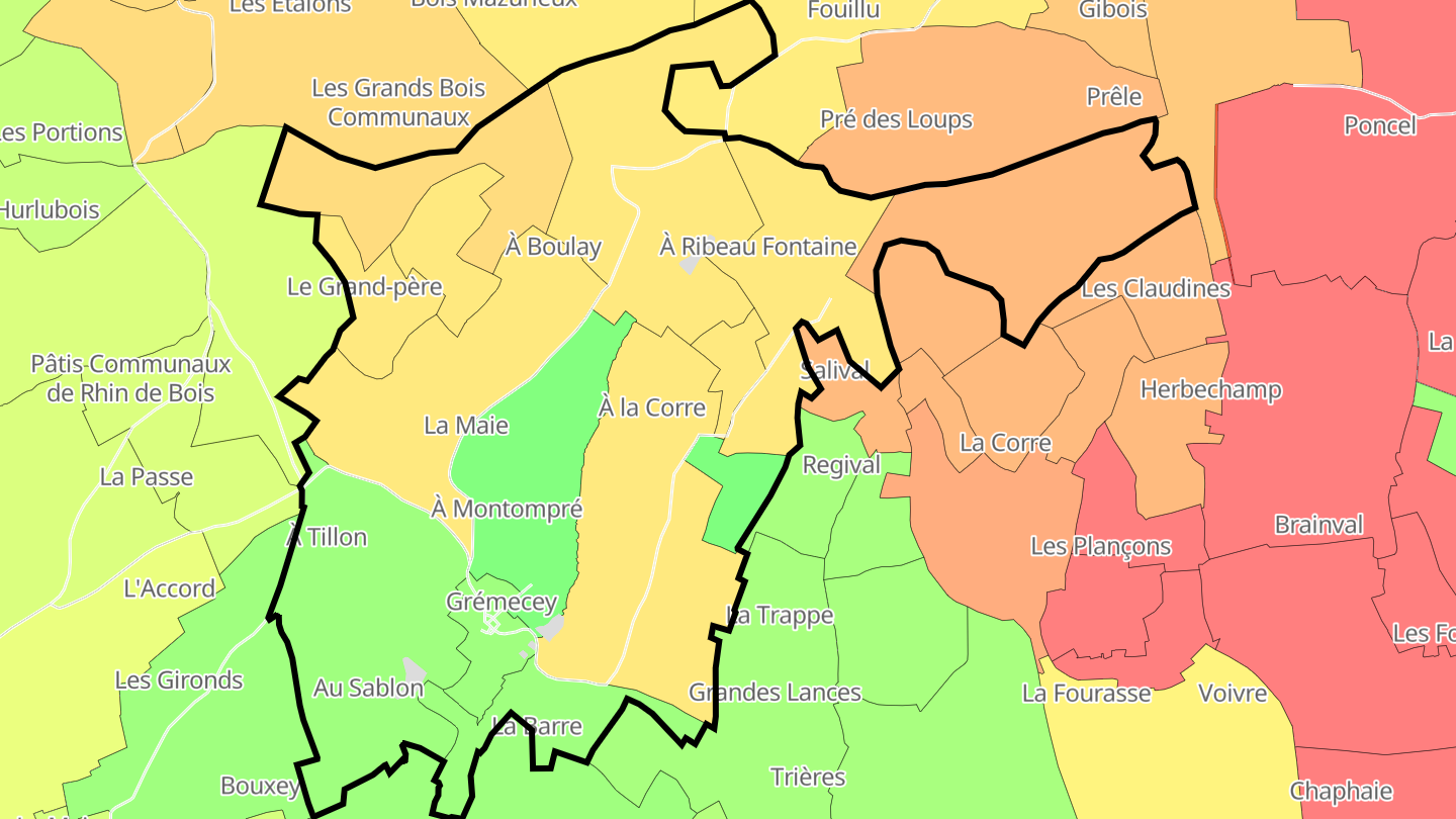 Carte des prix de l'immobilier Grémecey
