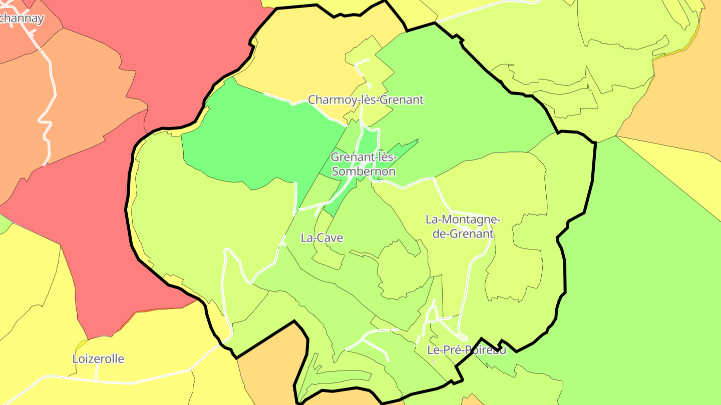 Carte des prix de l'immobilier Grenant-lès-Sombernon