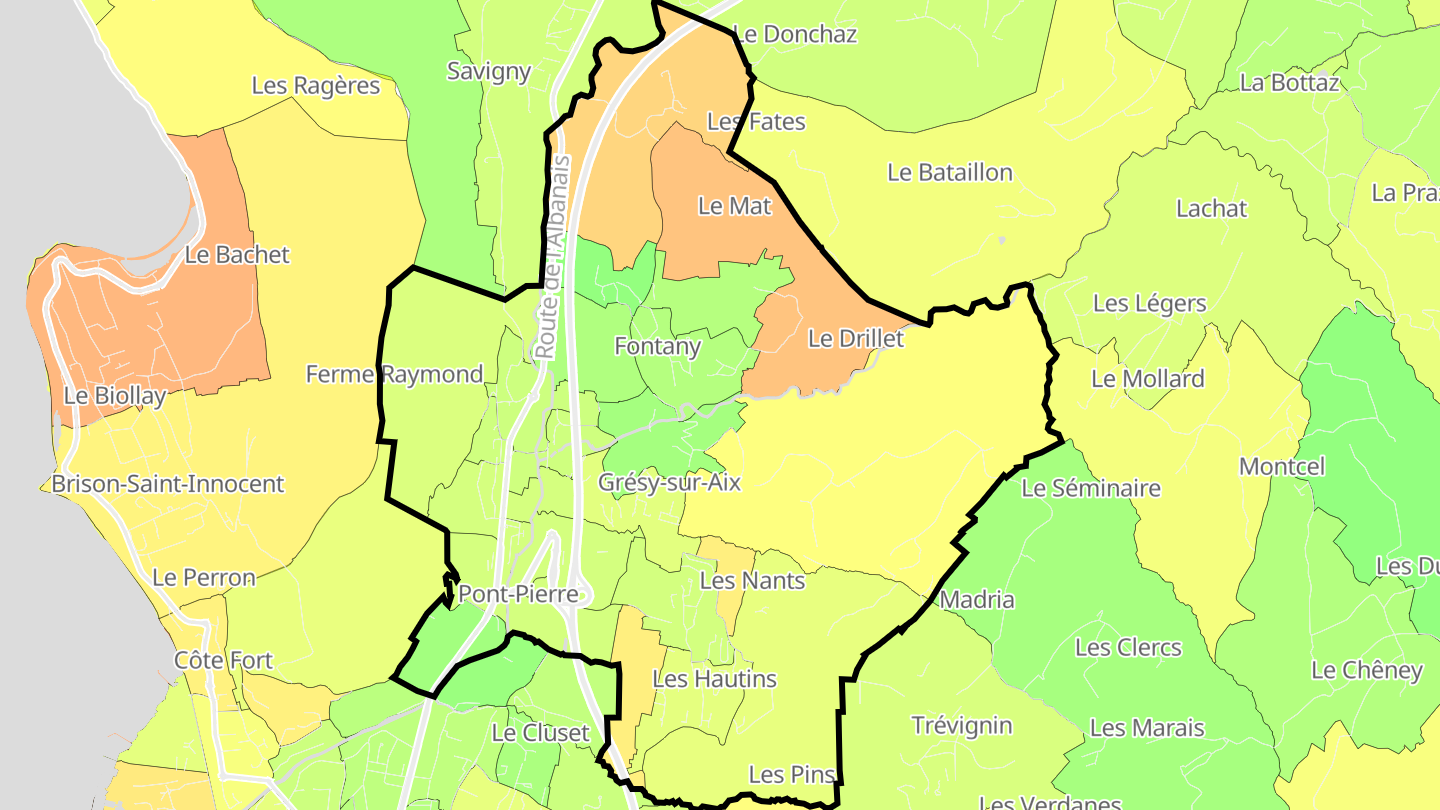 Carte des prix de l'immobilier Grésy-sur-Aix