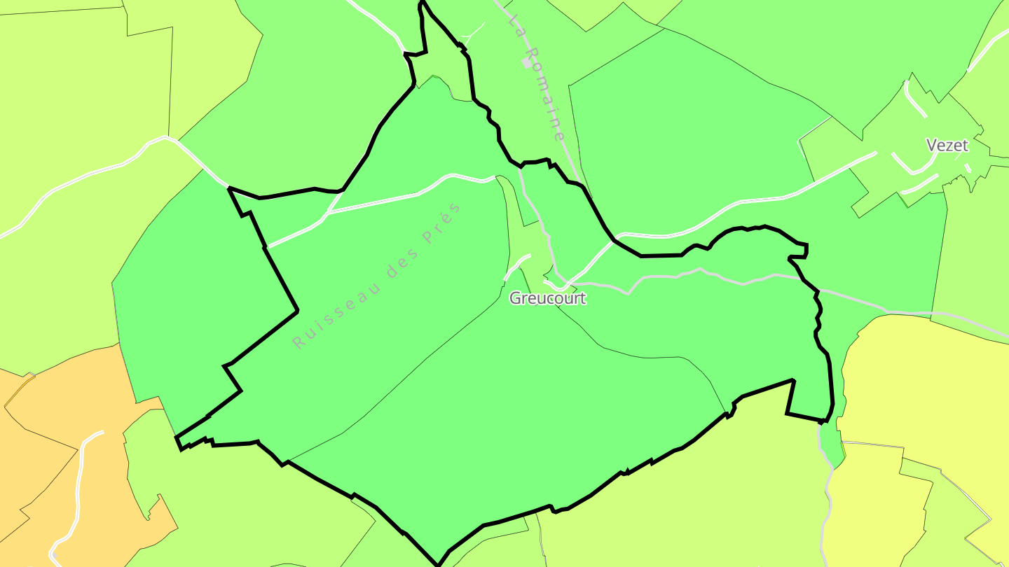 Carte des prix de l'immobilier Greucourt