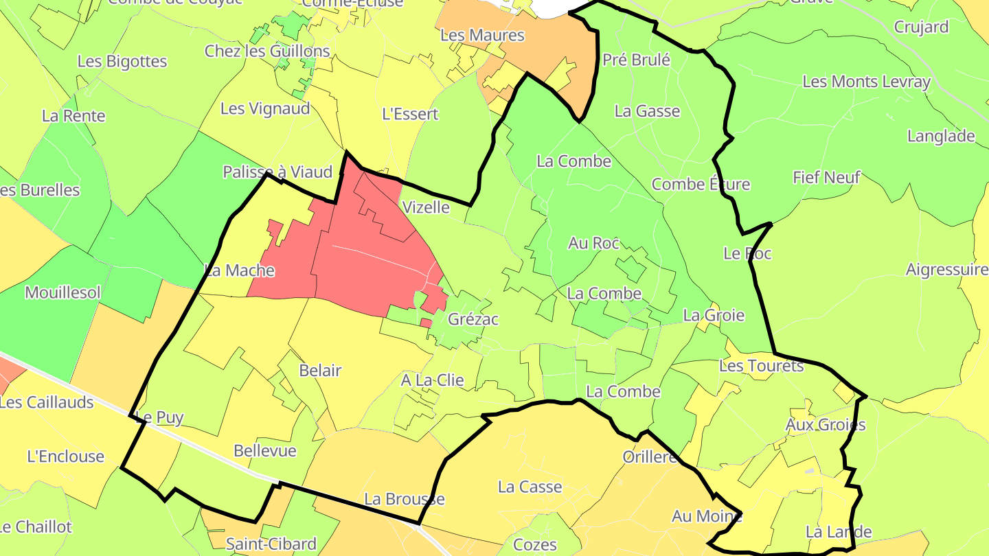 Carte des prix de l'immobilier Grézac