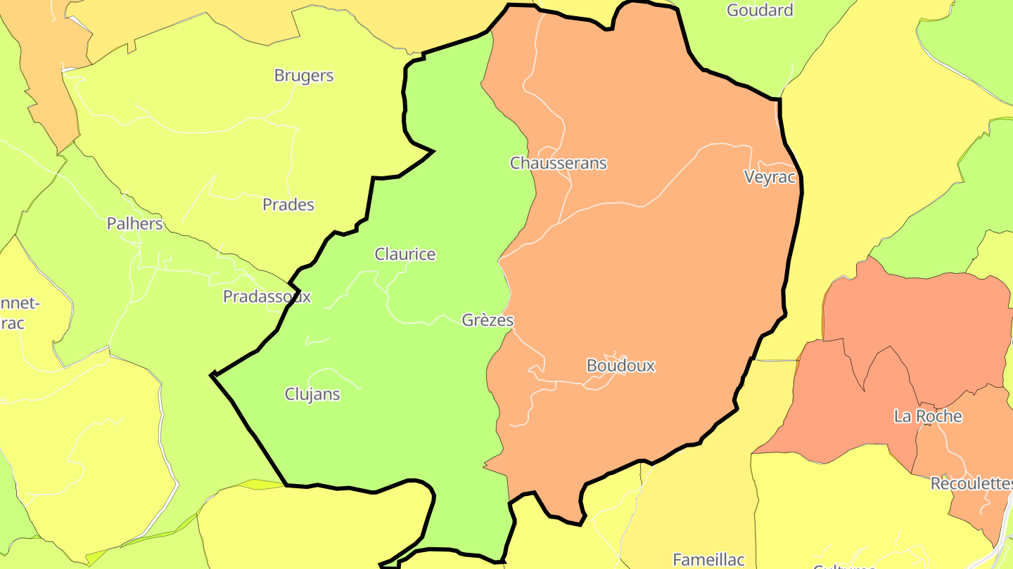 Carte des prix de l'immobilier Grèzes