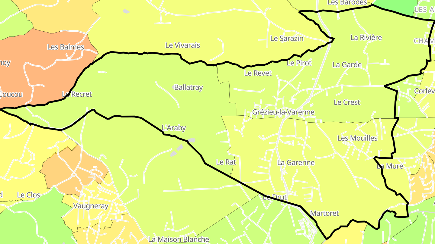 Carte des prix de l'immobilier Grézieu-la-Varenne