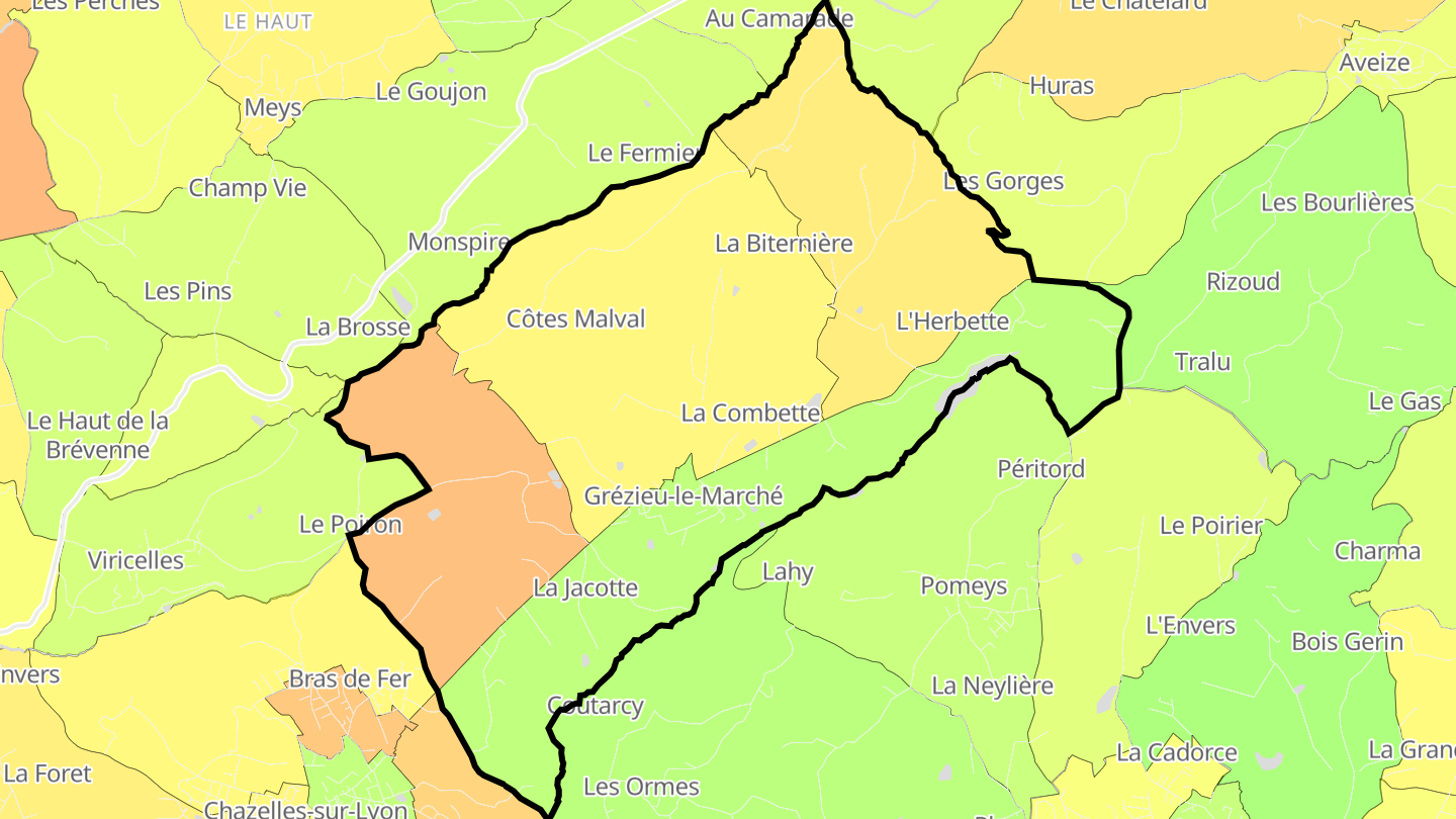 Carte des prix de l'immobilier Grézieu-le-Marché