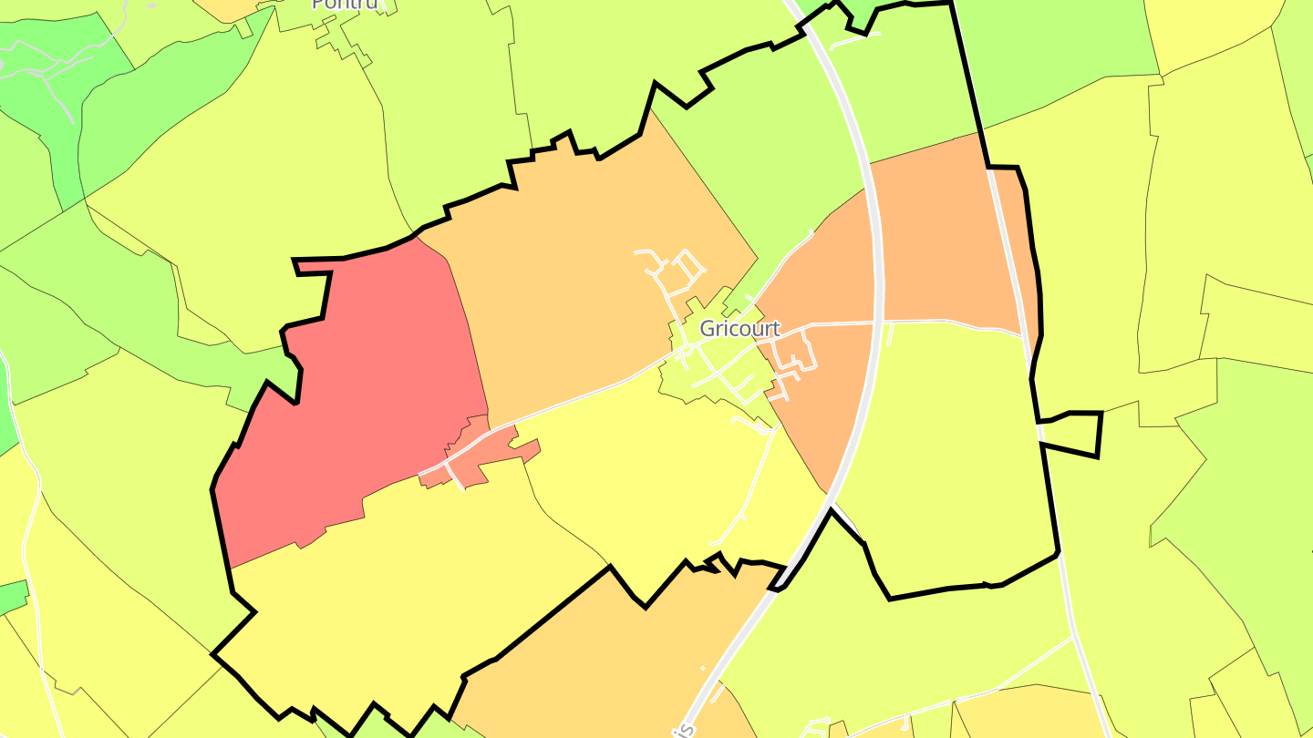 Carte des prix de l'immobilier Gricourt
