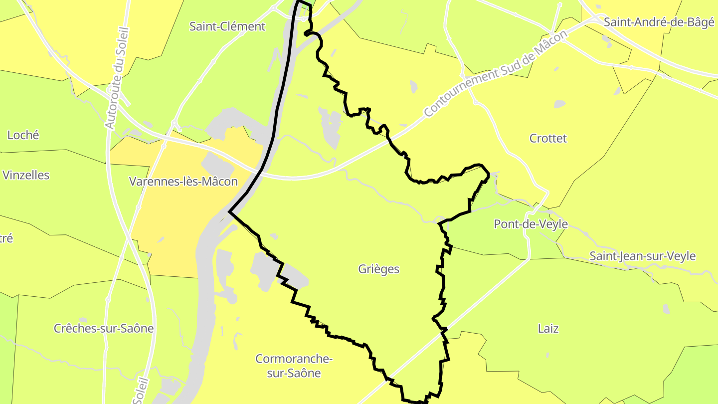 Carte des prix de l'immobilier Grièges