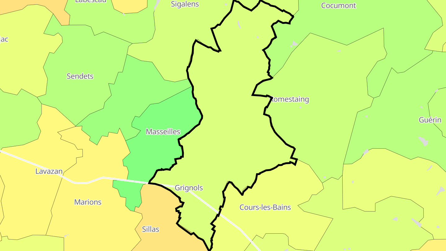 Carte des prix de l'immobilier Grignols