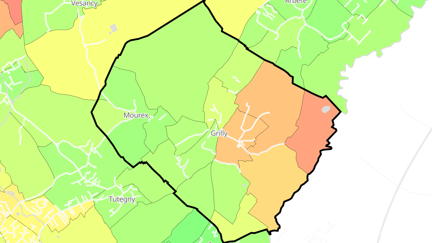 Carte des prix de l'immobilier Grilly