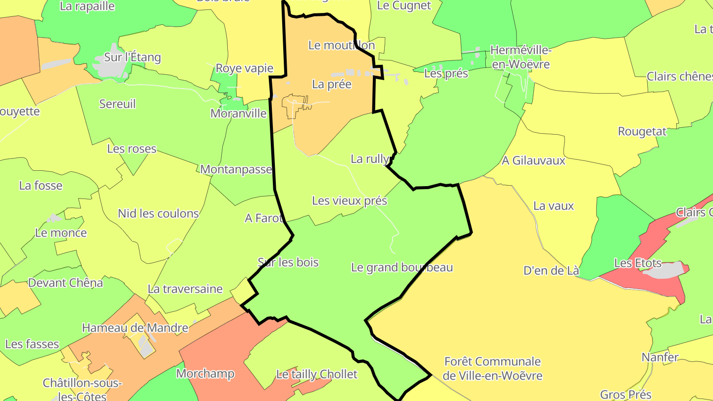 Carte des prix de l'immobilier Grimaucourt-en-Woëvre