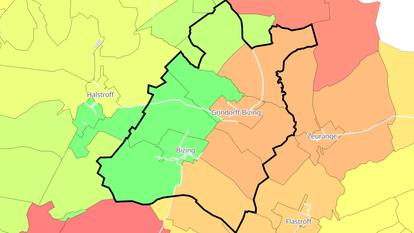 Carte des prix de l'immobilier Grindorff-Bizing