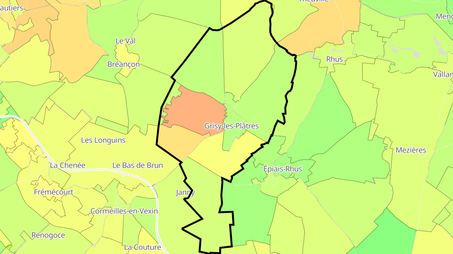 Carte des prix de l'immobilier Grisy-les-Plâtres
