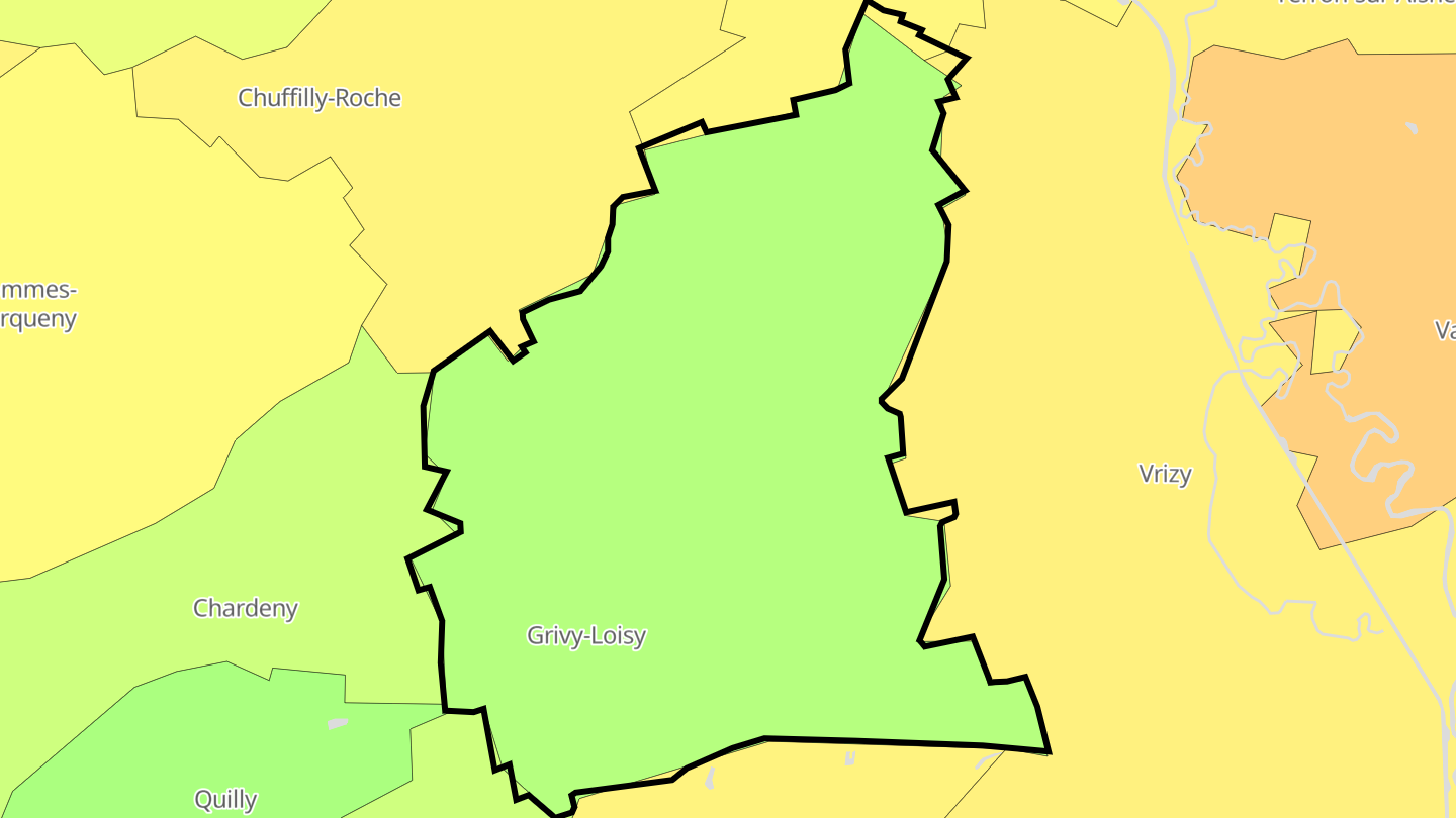 Carte des prix de l'immobilier Grivy-Loisy