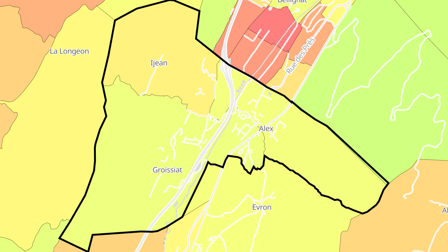 Carte des prix de l'immobilier Groissiat