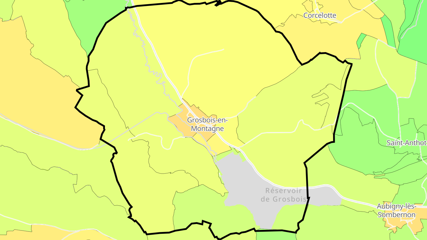 Carte des prix de l'immobilier Grosbois-en-Montagne