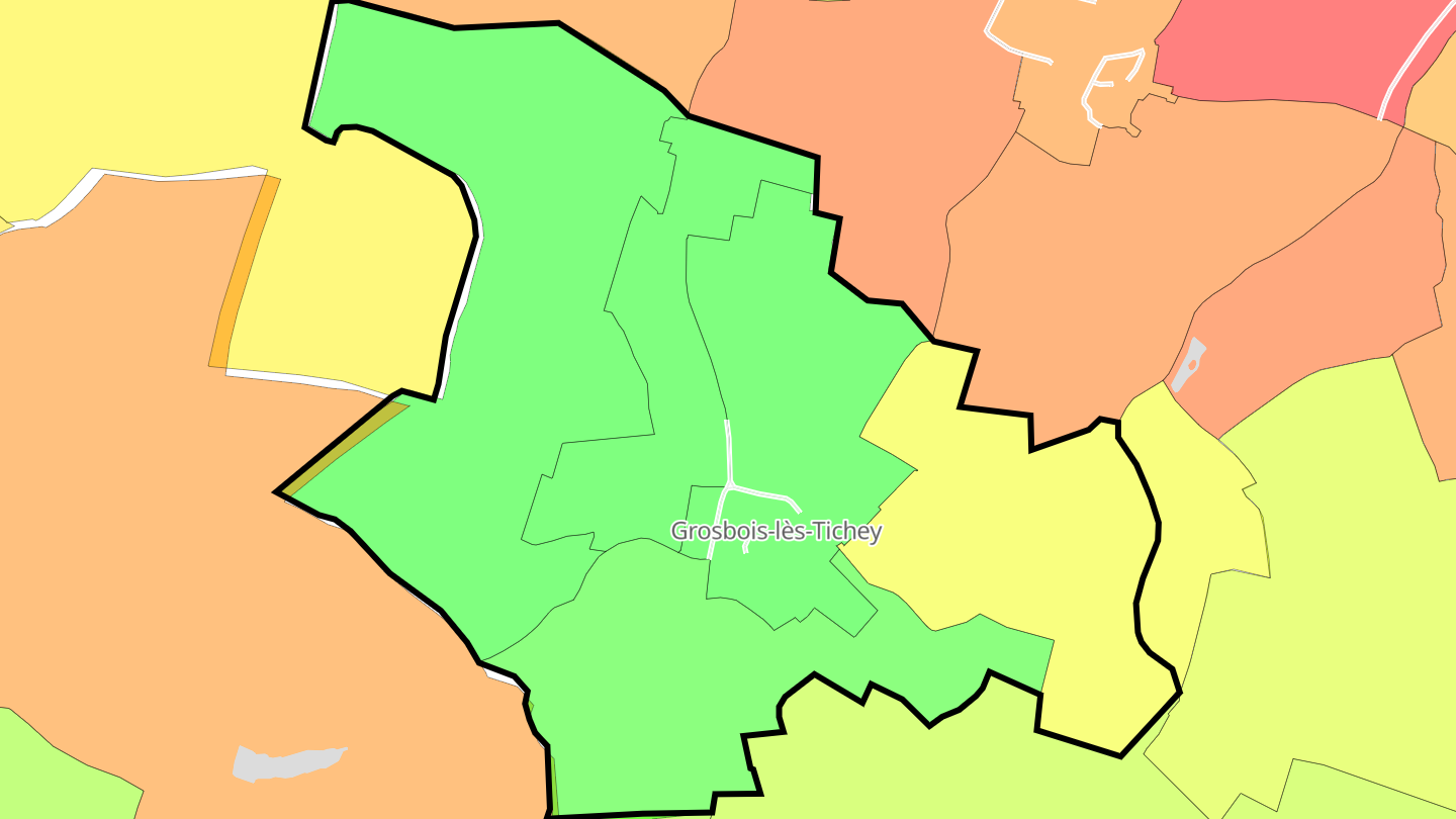 Carte des prix de l'immobilier Grosbois-lès-Tichey