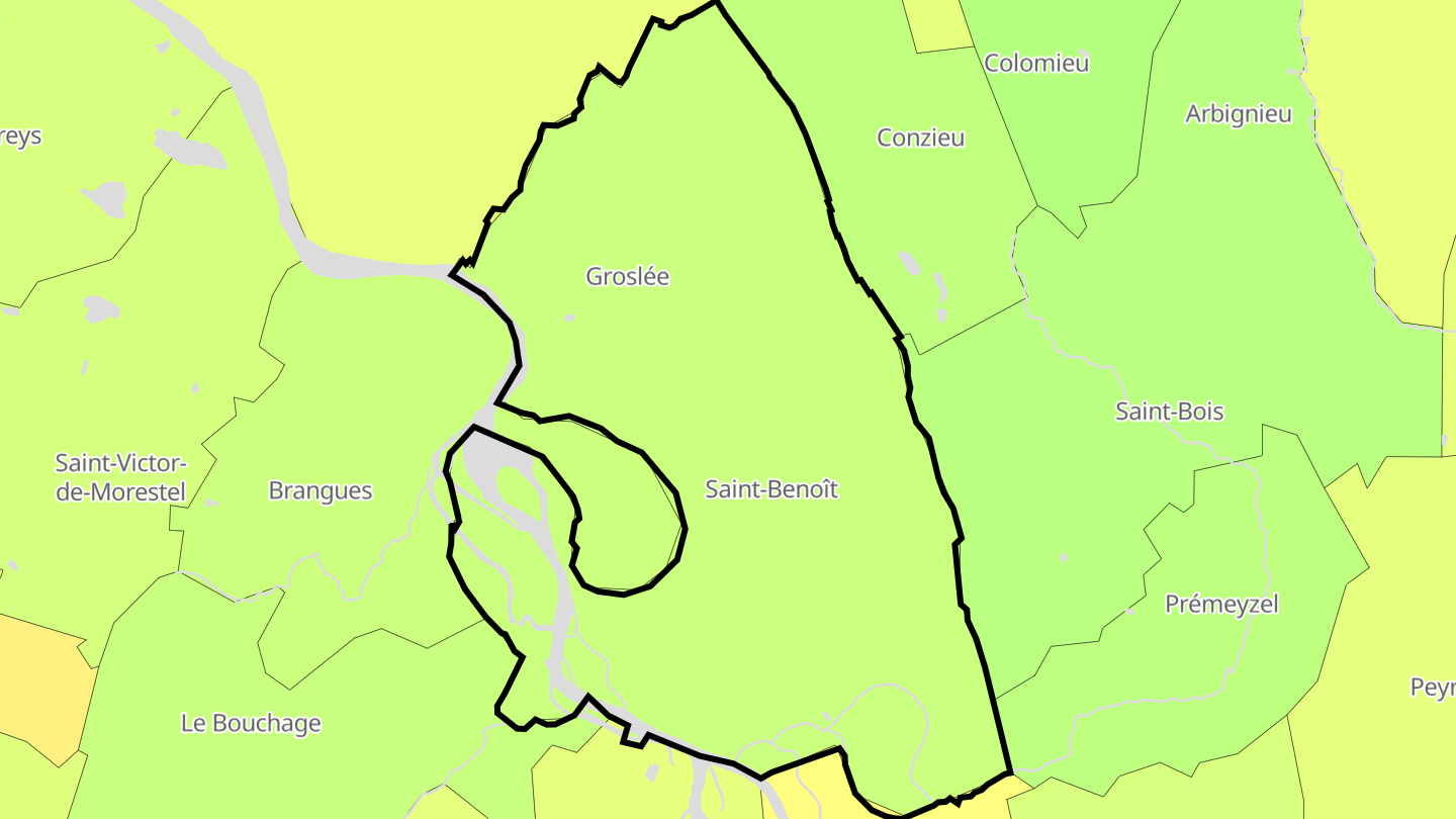 Carte des prix de l'immobilier Groslée-Saint-Benoit