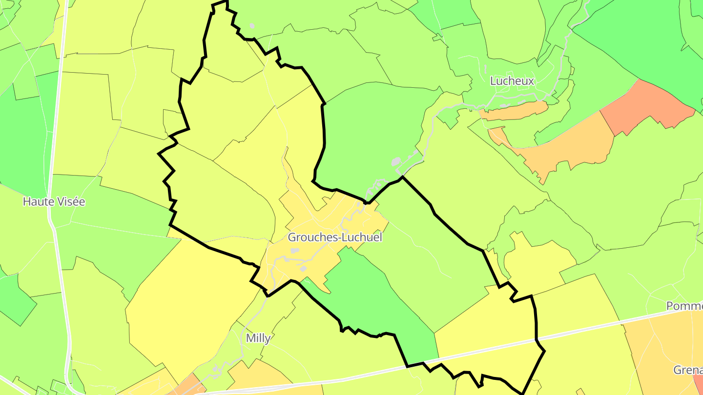 Carte des prix de l'immobilier Grouches-Luchuel