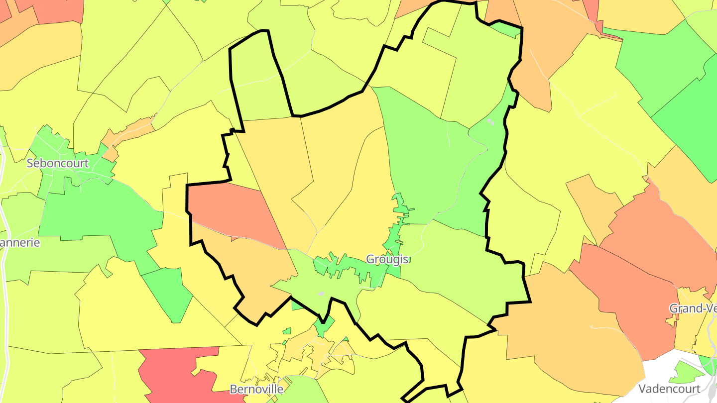 Carte des prix de l'immobilier Grougis