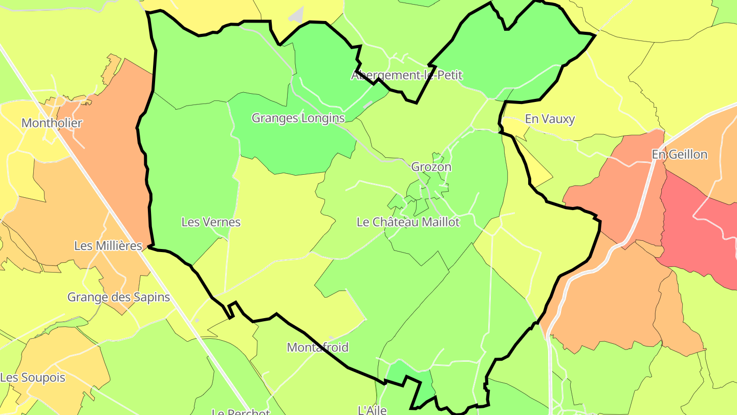 Carte des prix de l'immobilier Grozon