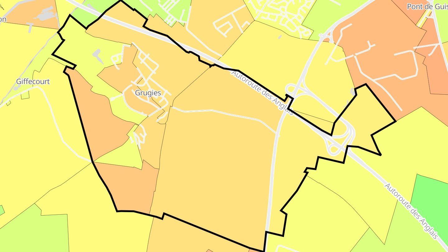 Carte des prix de l'immobilier Grugies