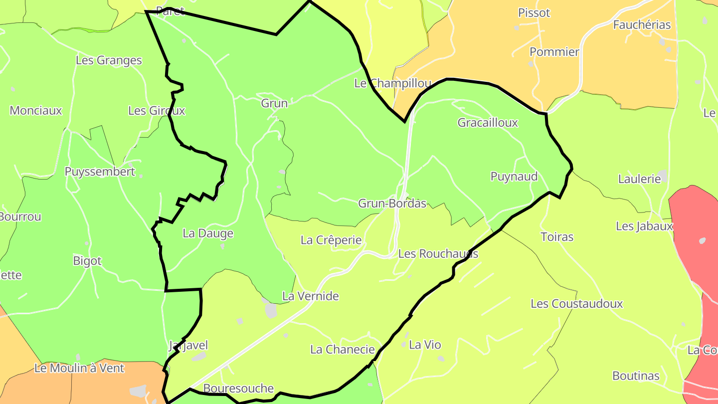 Carte des prix de l'immobilier Grun-Bordas