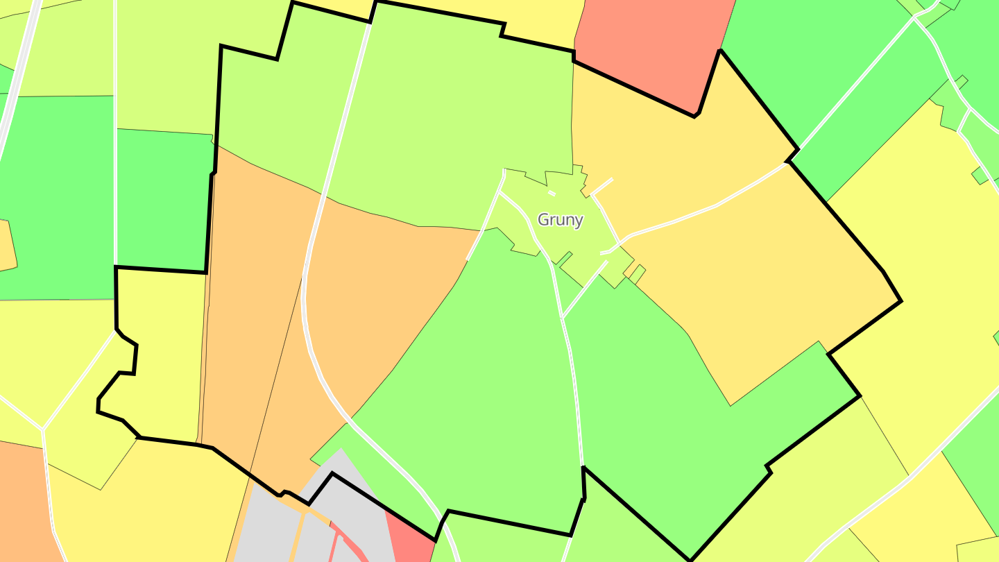 Carte des prix de l'immobilier Gruny