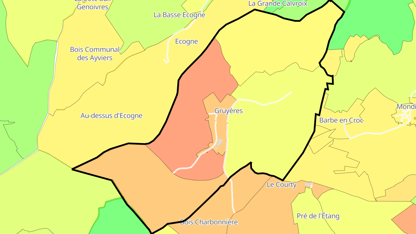 Carte des prix de l'immobilier Gruyères