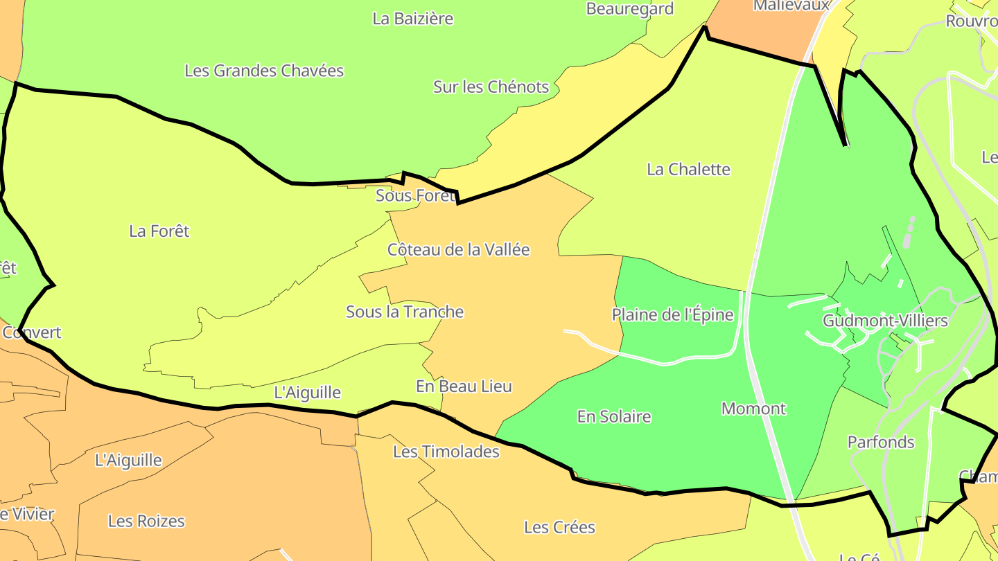 Carte des prix de l'immobilier Gudmont