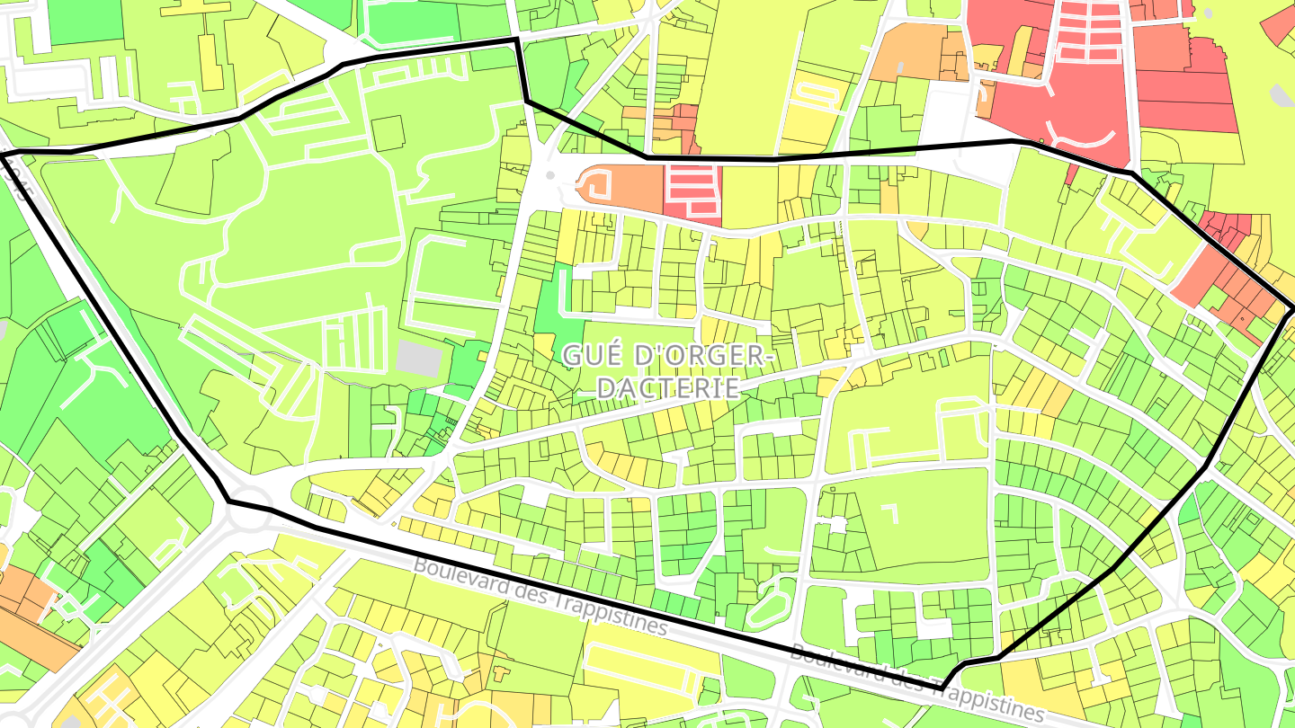 Carte des prix de l'immobilier Gué d'Orger-Dacterie
