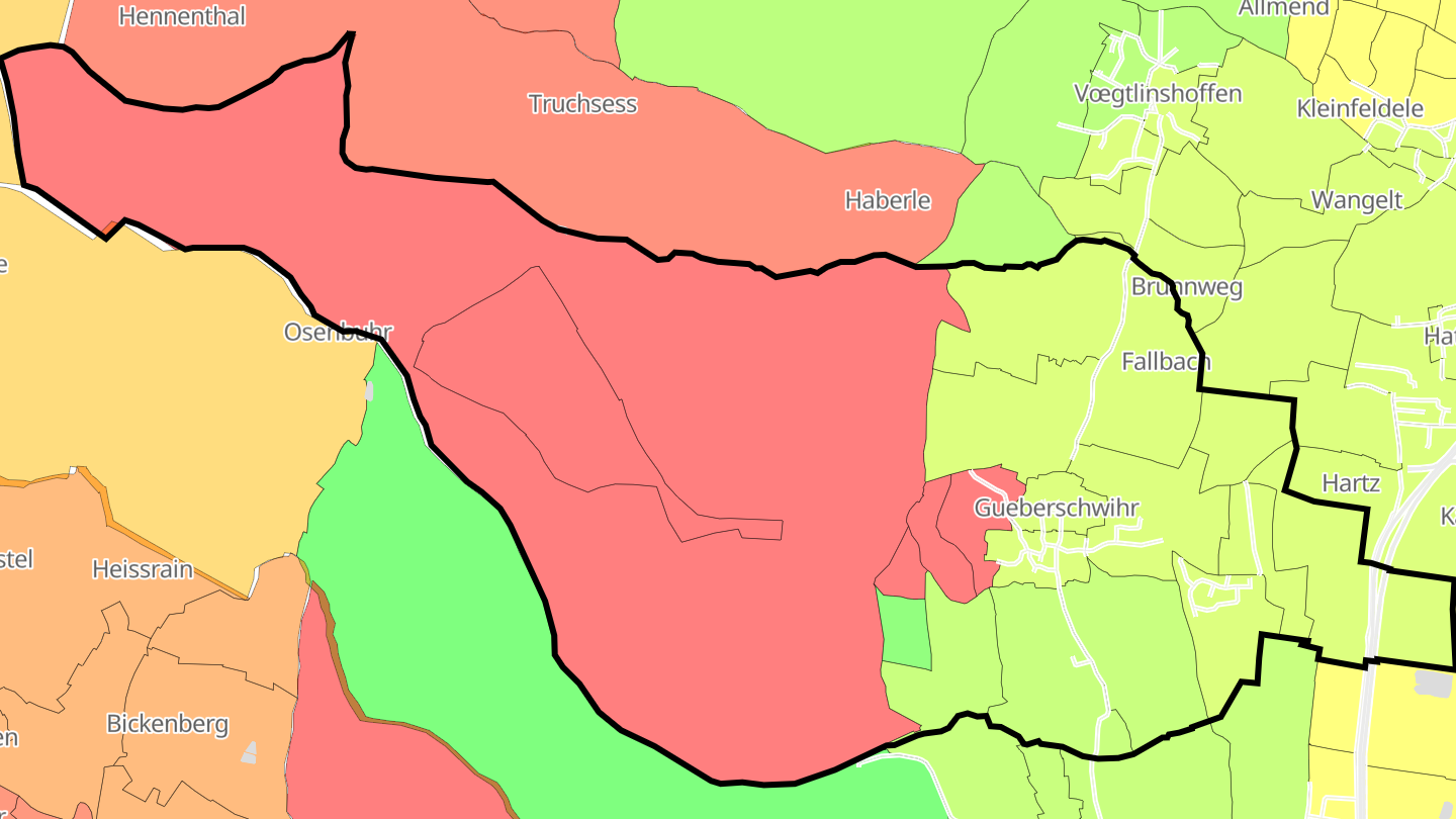 Carte des prix de l'immobilier Gueberschwihr