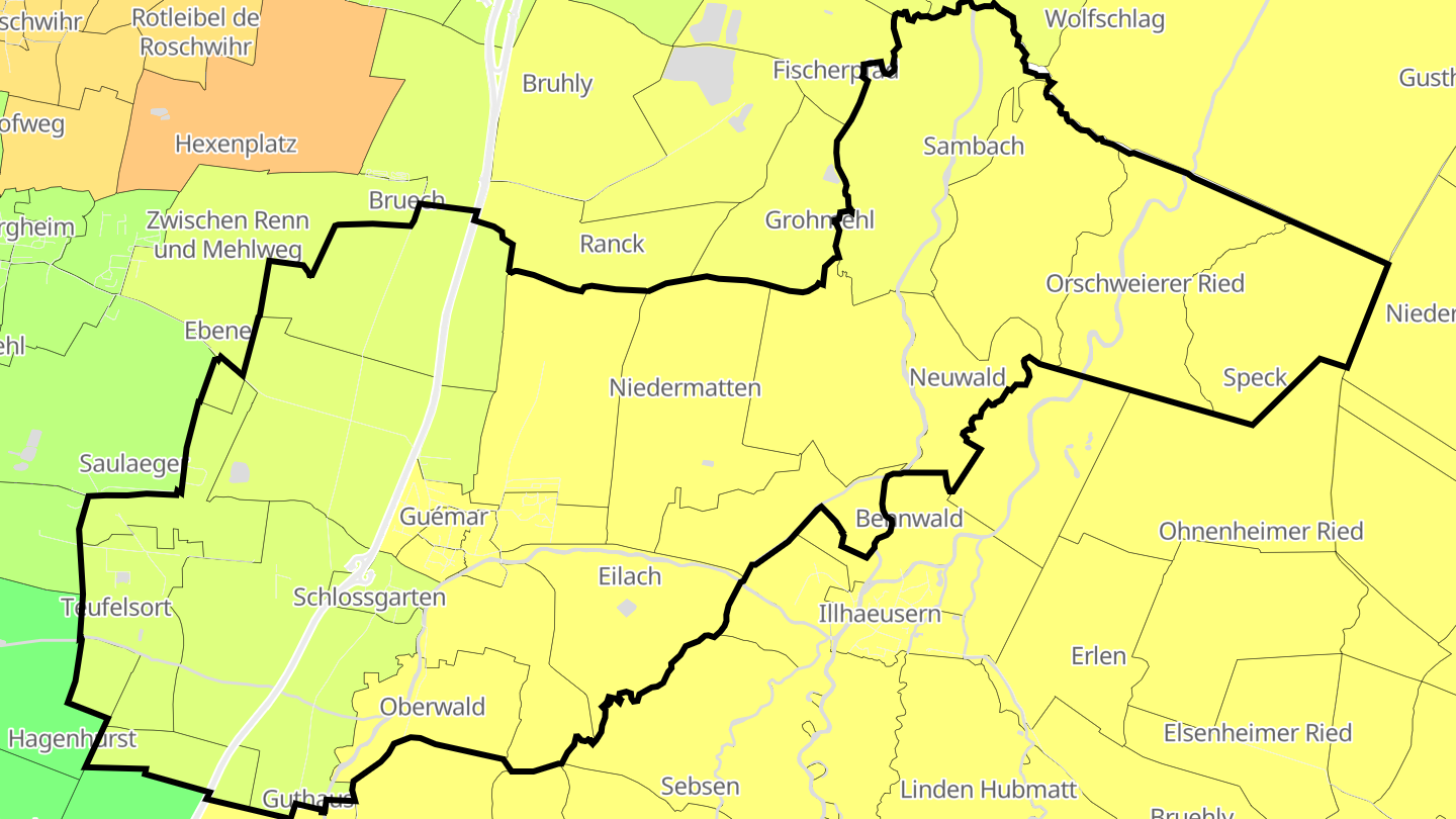 Carte des prix de l'immobilier Guémar