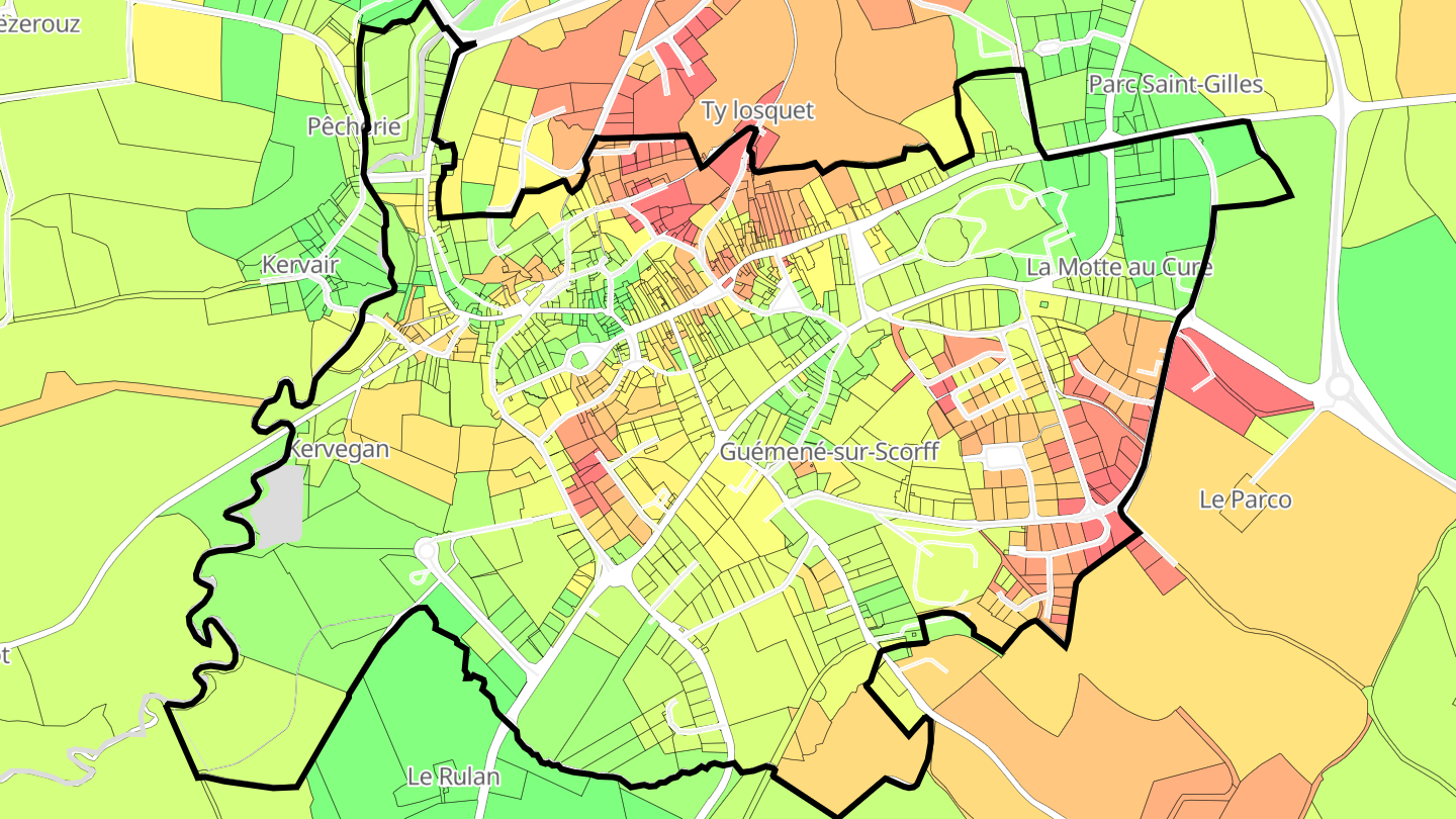 Carte des prix de l'immobilier Guémené-sur-Scorff