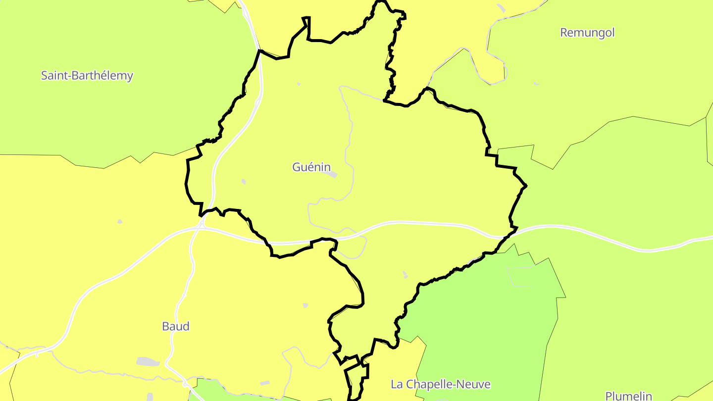 Carte des prix de l'immobilier Guénin