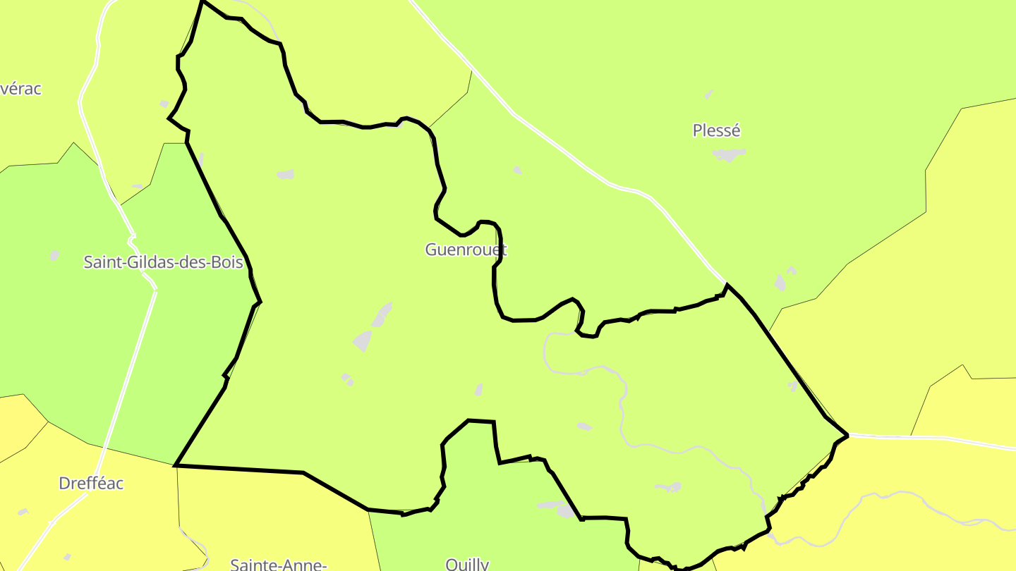 Carte des prix de l'immobilier Guenrouet