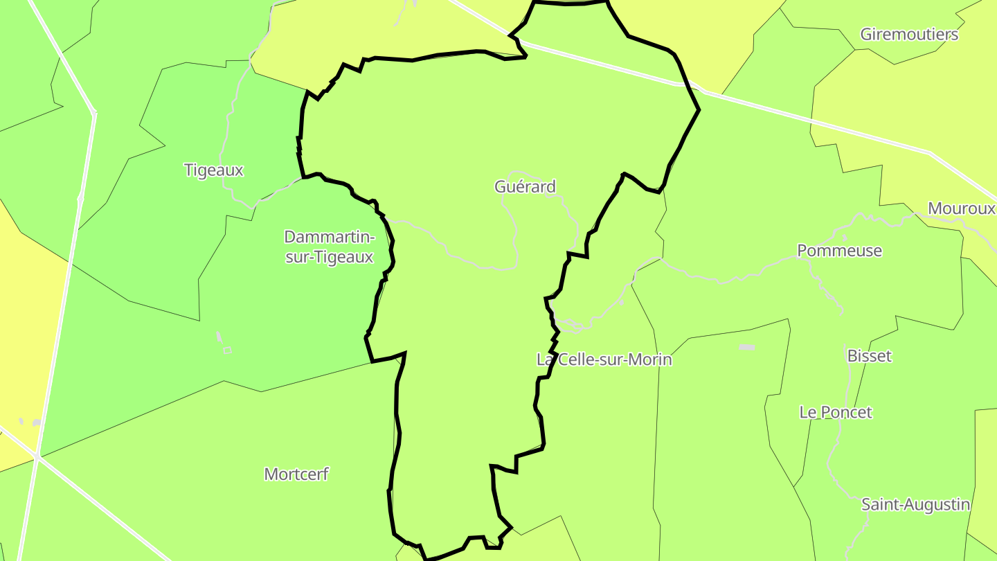 Carte des prix de l'immobilier Guérard