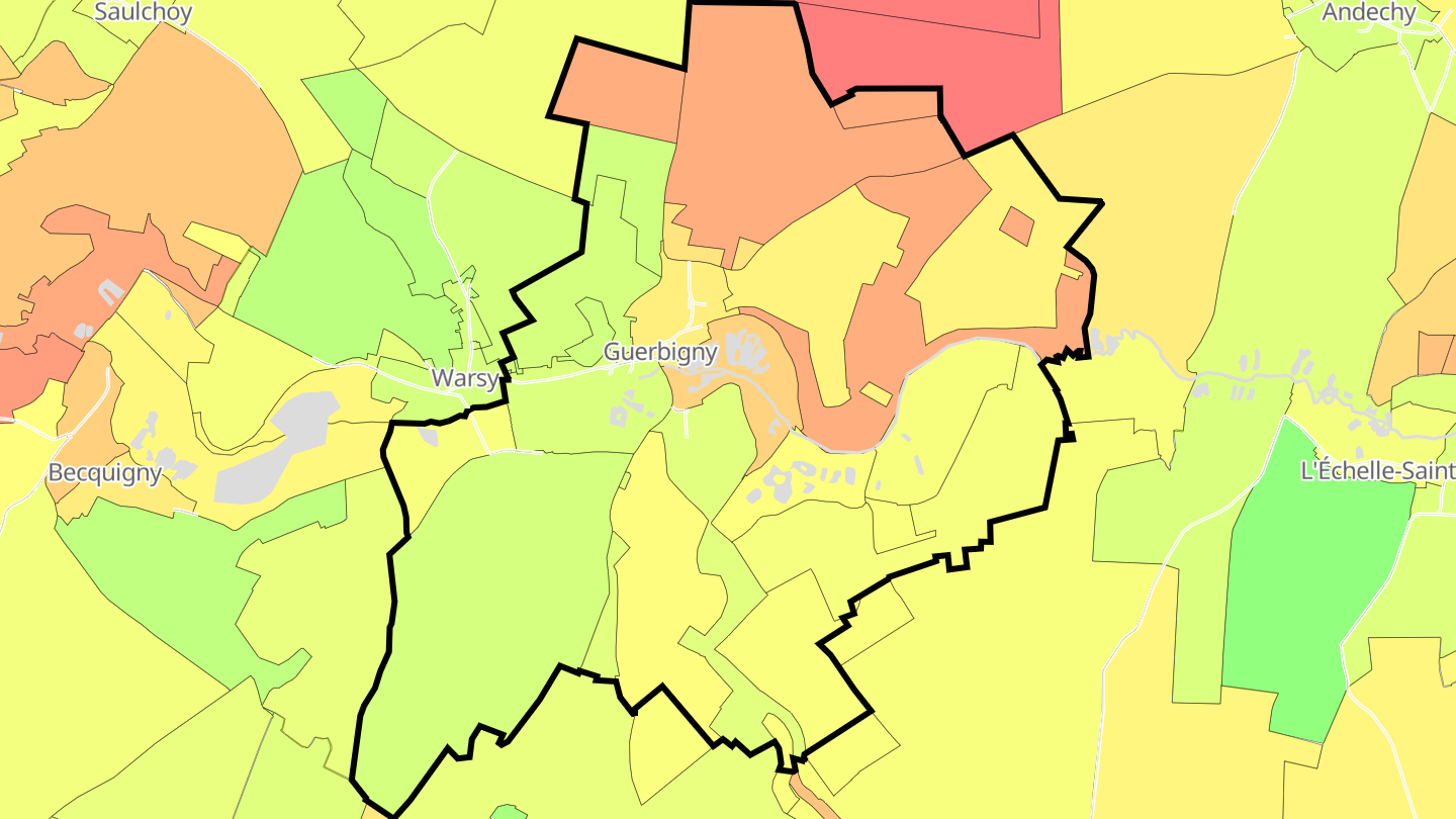 Carte des prix de l'immobilier Guerbigny