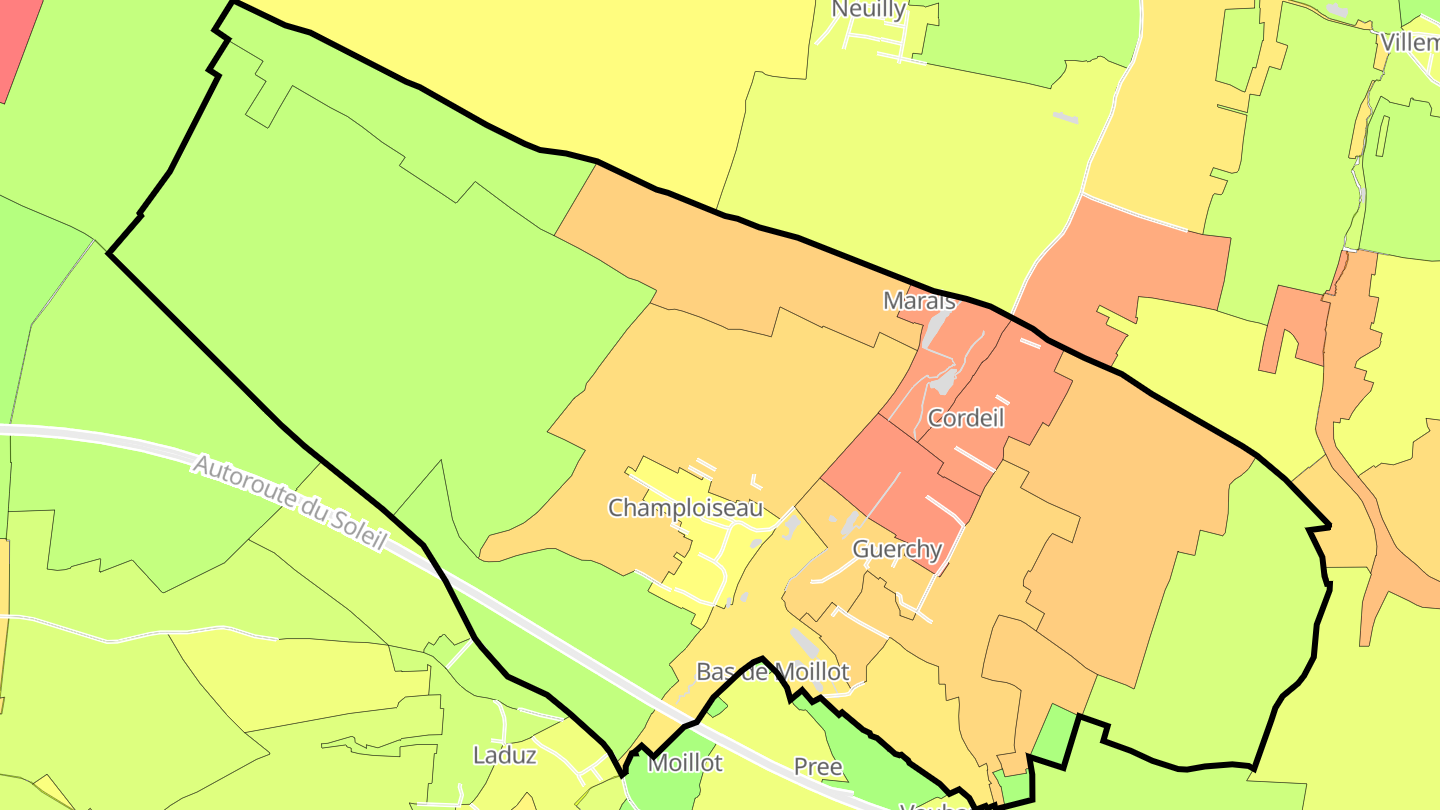Carte des prix de l'immobilier Guerchy