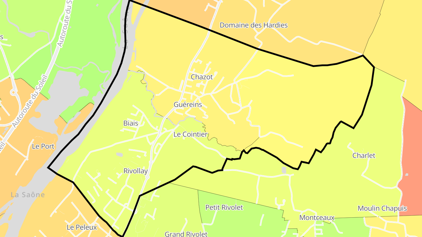 Carte des prix de l'immobilier Guéreins