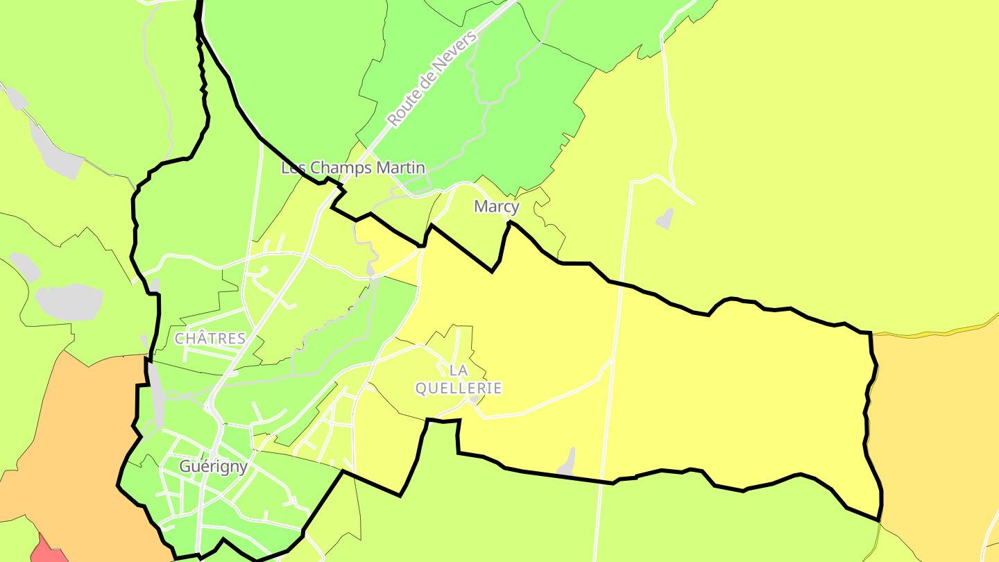 Carte des prix de l'immobilier Guérigny