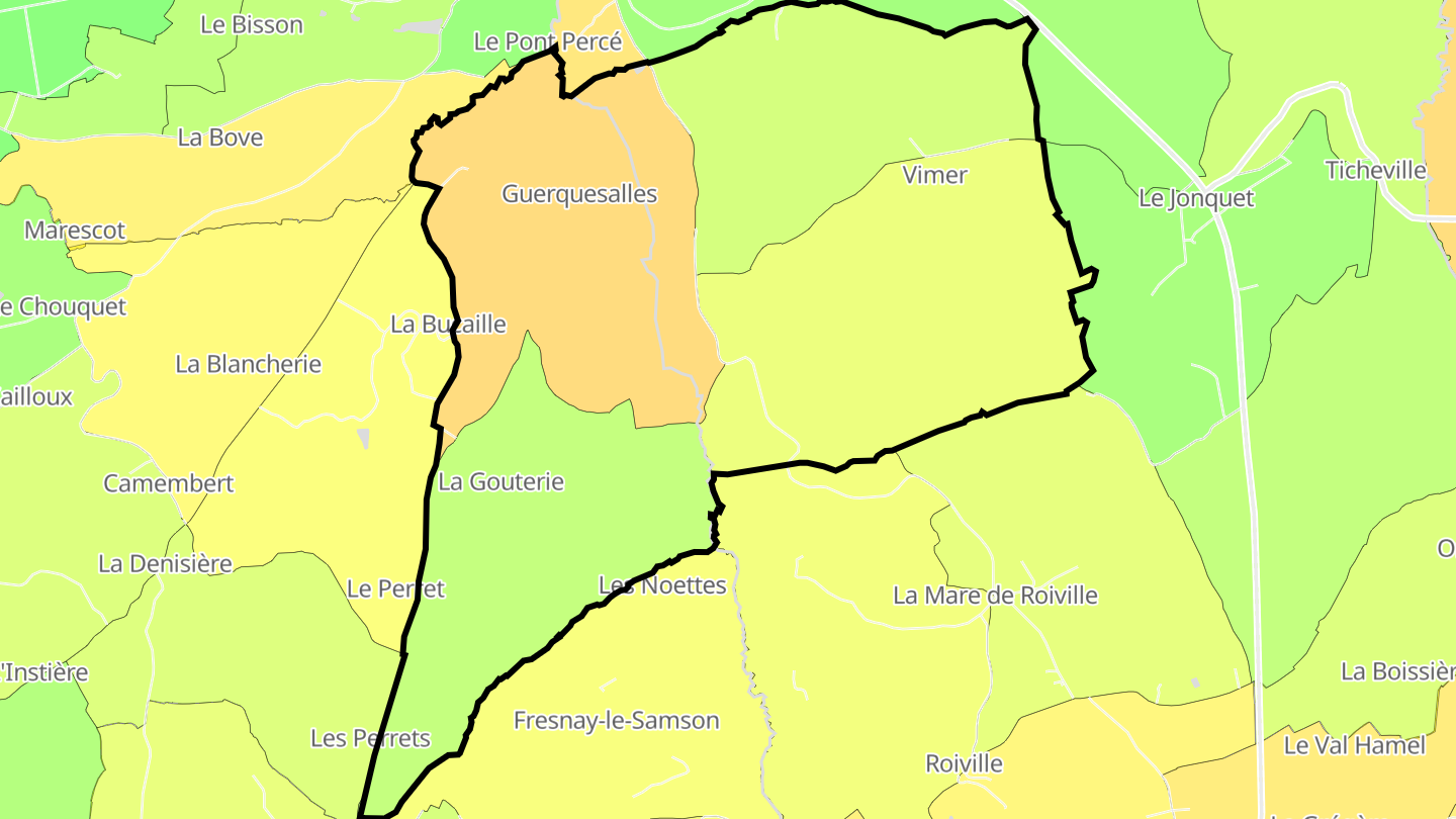 Carte des prix de l'immobilier Guerquesalles