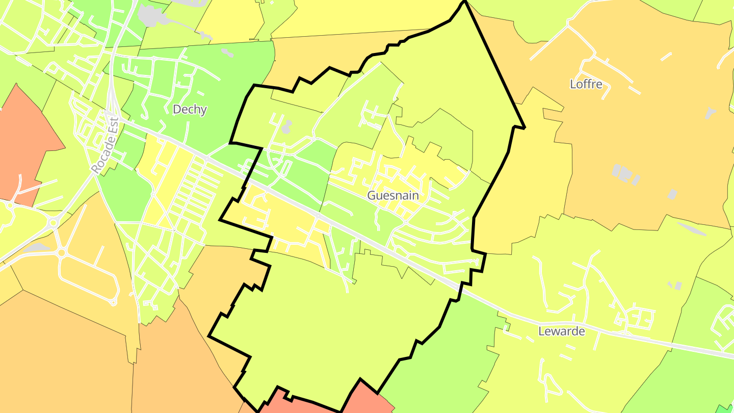 Carte des prix de l'immobilier Guesnain