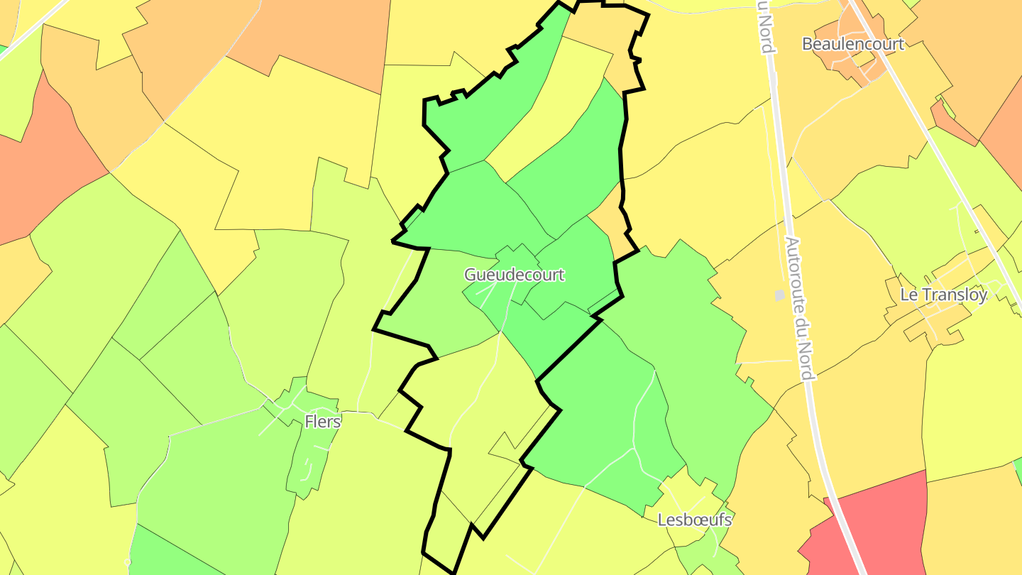 Carte des prix de l'immobilier Gueudecourt