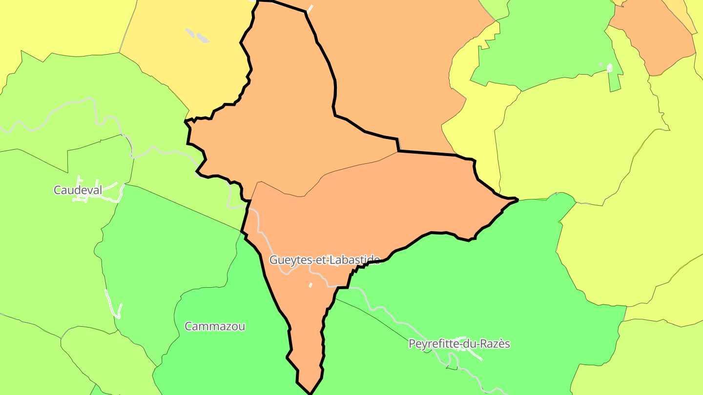 Carte des prix de l'immobilier Gueytes-et-Labastide