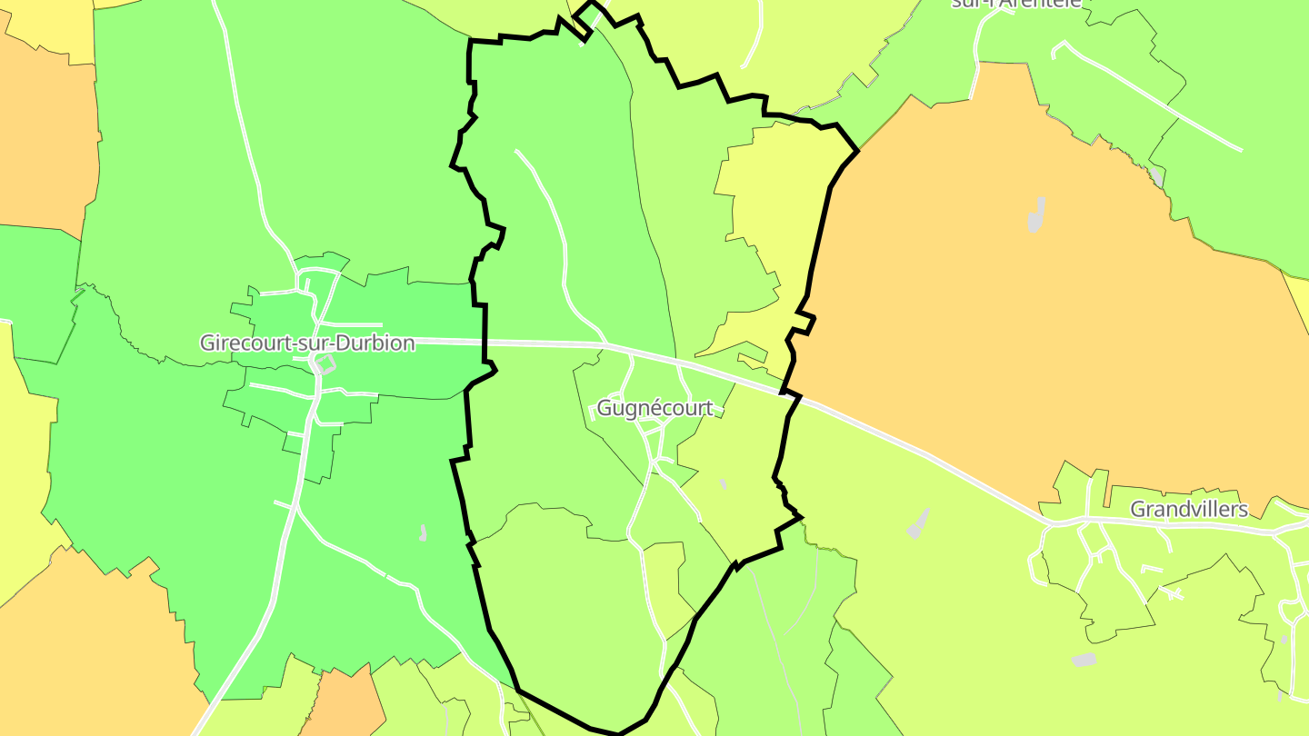 Carte des prix de l'immobilier Gugnécourt