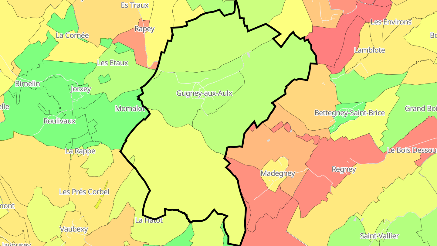Carte des prix de l'immobilier Gugney-aux-Aulx